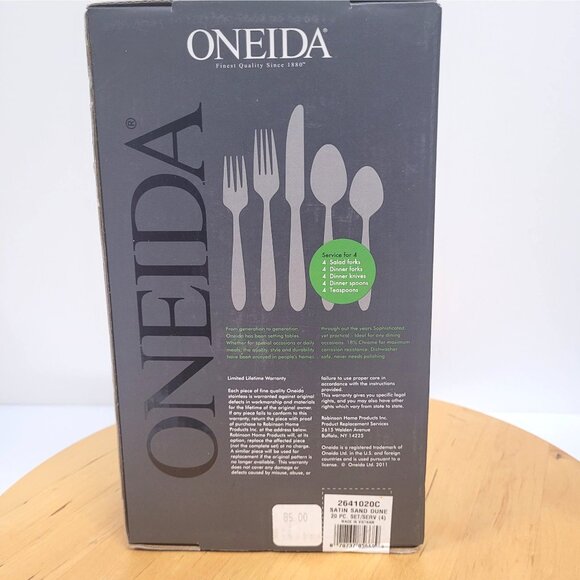 Oneida Satin Sand Dune 20 Piece Flatware Set Service for 4 New Fork Spoons Knife - Picture 5 of 7